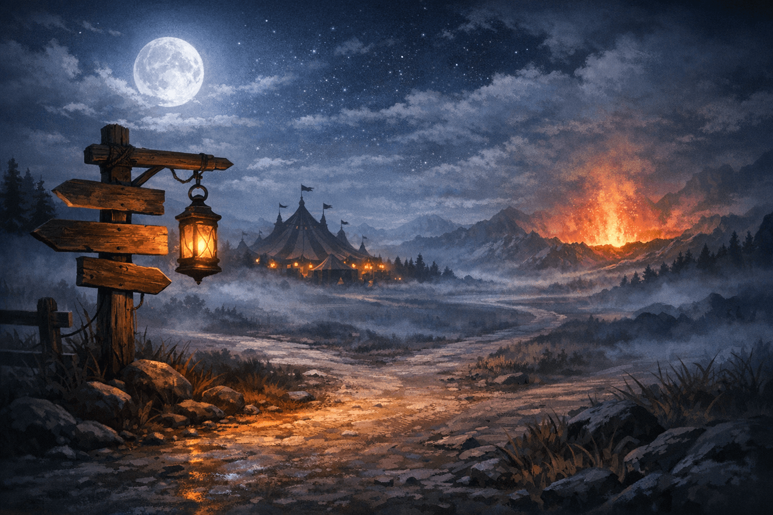 A fantasy world vista and road to adventure